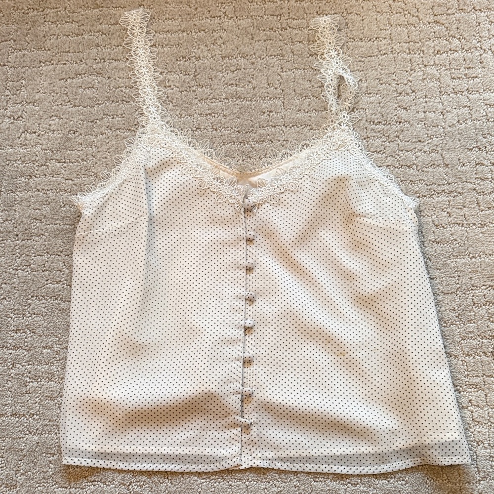 BB Dakota White Polka Dot Lace Camisole